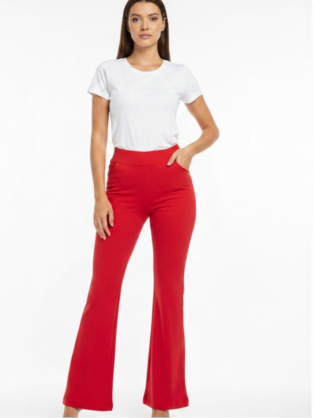 Red Sz L Flare Stretch Pants with Pockets | NWOT